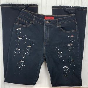 VTG Santia crystal embellished flare jeans